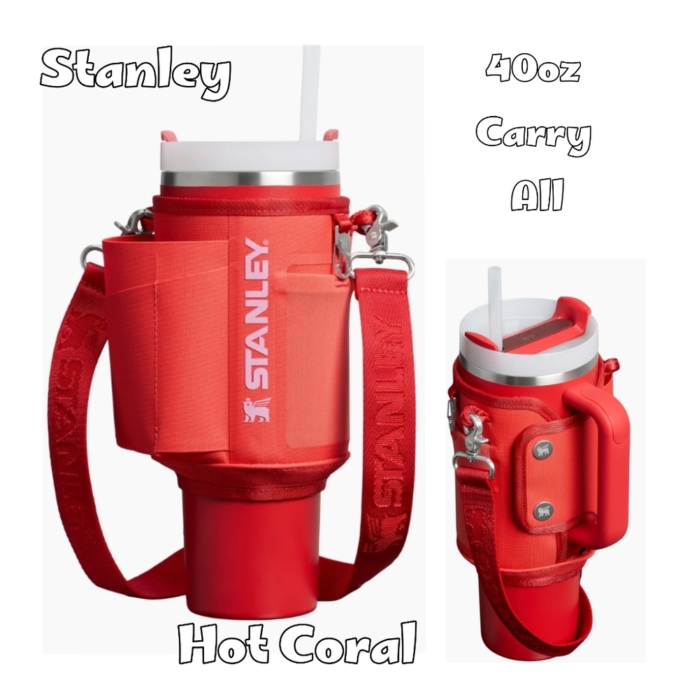 Stanley The All Day 40oz In HOT CORAL Carry-All In  NEW